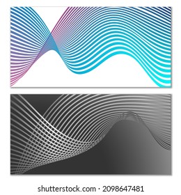 Wavy lines or ribbons. Multicolored striped gradient. Creative unusual background with abstract gradient wave lines for creating trendy banner, poster. Vector eps