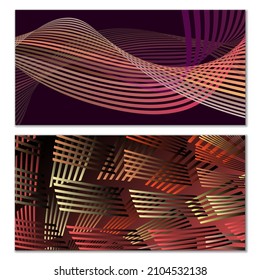 Wavy lines or ribbons. Multicolored striped gradient. Creative unusual background with abstract gradient wave lines for creating trendy banner, poster. Vector eps