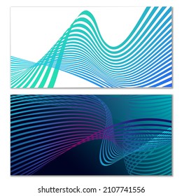 Wavy lines or ribbons. Multicolored striped gradient. Creative unusual background with abstract gradient wave lines for creating trendy banner, poster. Vector eps