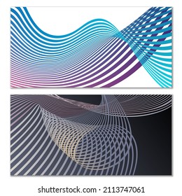 Líneas onduladas o cintas. Gradiente de rayas multicolor. Fondo creativo inusual con líneas de onda de gradiente abstracto para crear banner de moda, afiche. Pasos vectoriales
