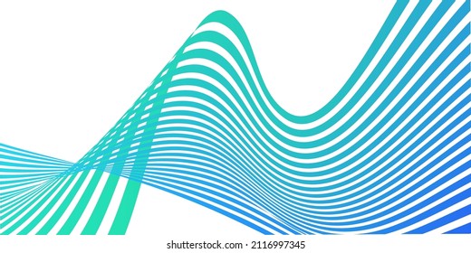 Wavy lines or ribbons. Multicolored striped gradient. Creative unusual background with abstract gradient wave lines for creating trendy banner, poster. Vector eps