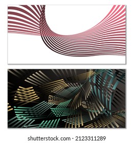 Líneas onduladas o cintas. Gradiente de rayas multicolor. Fondo creativo inusual con líneas de onda de gradiente abstracto para crear banner de moda, afiche. Pasos vectoriales