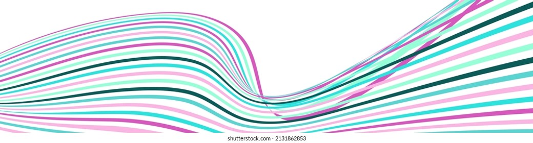 Líneas onduladas o cintas. Tira multicolor. Creativo fondo inusual con líneas de onda abstractas para crear banner de moda, afiche. Pasos vectoriales