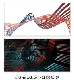 Wavy lines or ribbons. Multicolored striped gradient. Creative unusual background with abstract gradient wave lines for creating trendy banner, poster. Vector eps