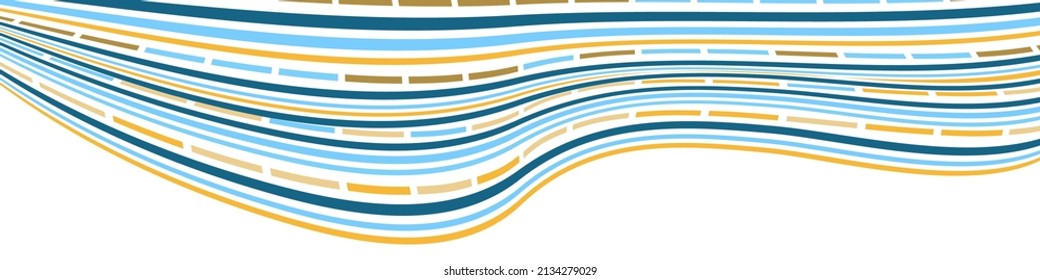 Wavy lines or ribbons. Multicolored striped. Creative unusual background with abstract wave lines for creating trendy banner, poster. Vector eps