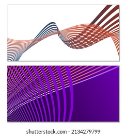 Wavy lines or ribbons. Multicolored striped gradient. Creative unusual background with abstract gradient wave lines for creating trendy banner, poster. Vector eps