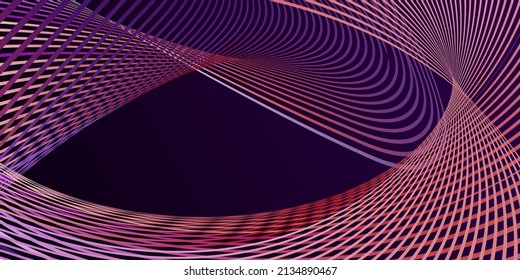 Wavy lines or ribbons. Multicolored striped gradient. Creative unusual background with abstract gradient wave lines for creating trendy banner, poster. Vector eps