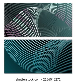 Wavy lines or ribbons. Multicolored striped gradient. Creative unusual background with abstract gradient wave lines for creating trendy banner, poster. Vector eps