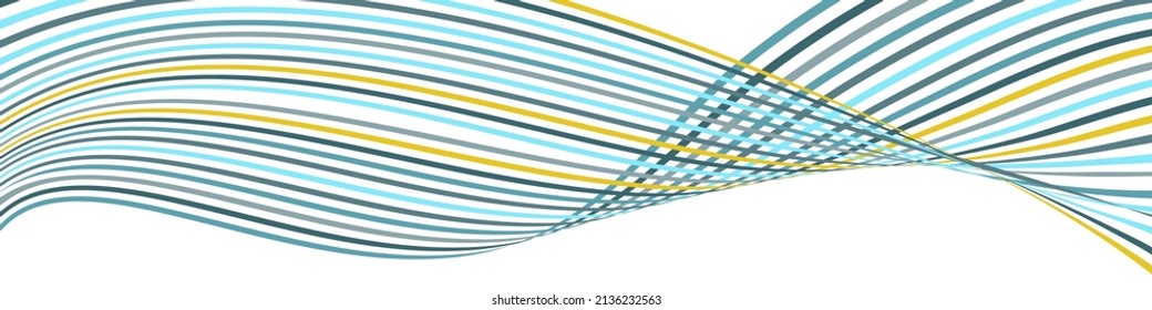 Wavy lines or ribbons. Multicolored striped. Creative unusual background with abstract wave lines for creating trendy banner, poster. Vector eps