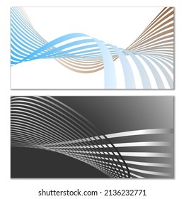Wavy lines or ribbons. Multicolored striped gradient. Creative unusual background with abstract gradient wave lines for creating trendy banner, poster. Vector eps