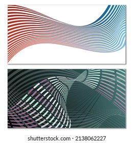Wavy lines or ribbons. Multicolored striped gradient. Creative unusual background with abstract gradient wave lines for creating trendy banner, poster. Vector eps