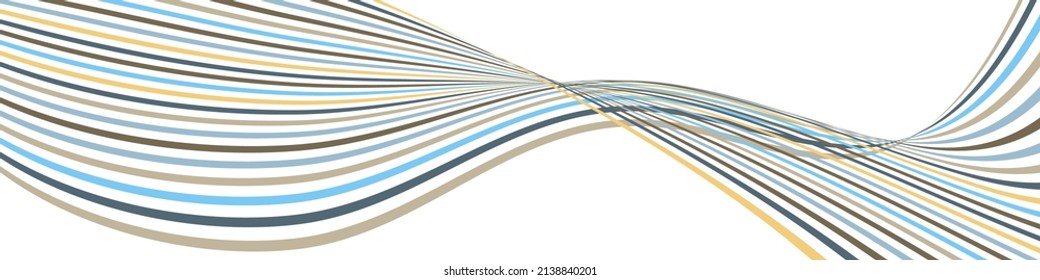 Wavy lines or ribbons. Multicolored striped. Creative unusual background with abstract wave lines for creating trendy banner, poster. Vector eps