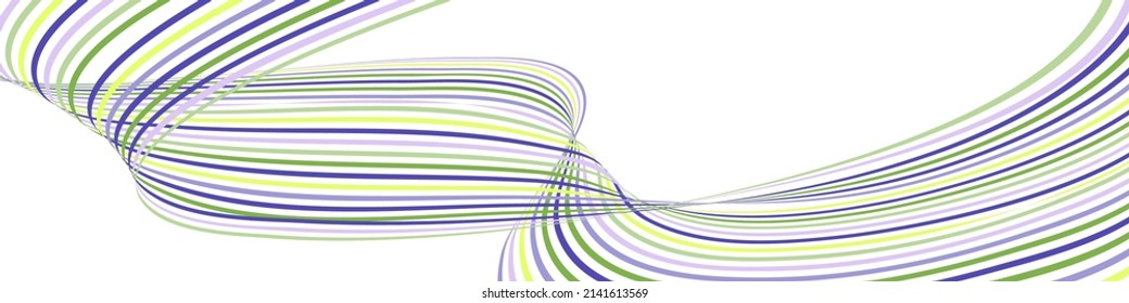 Wavy lines or ribbons. Multicolored striped. Creative unusual background with abstract wave lines for creating trendy banner, poster. Vector eps