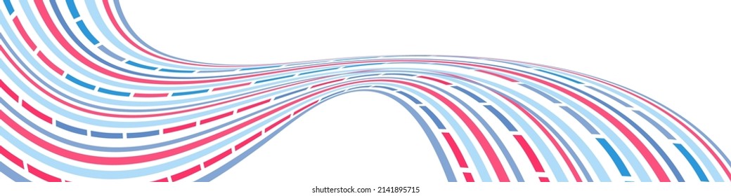 Wavy lines or ribbons. Multicolored striped. Creative unusual background with abstract wave lines for creating trendy banner, poster. Vector eps