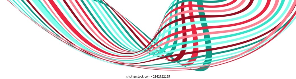 Líneas onduladas o cintas. Tira multicolor. Creativo fondo inusual con líneas de onda abstractas para crear banner de moda, afiche. Pasos vectoriales