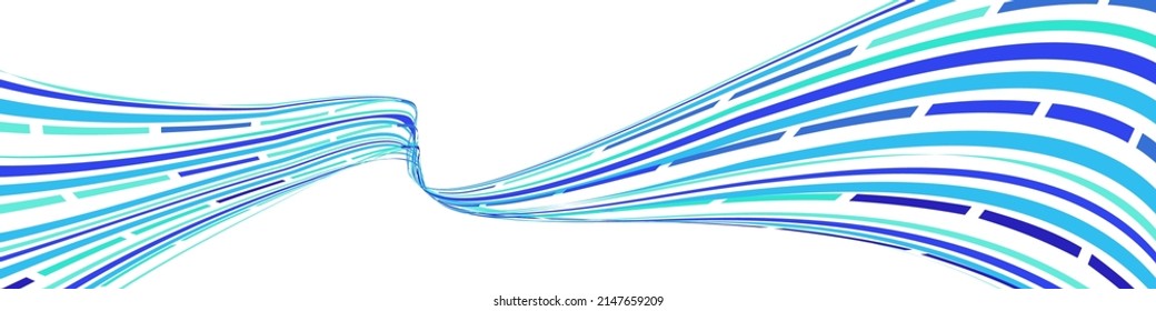 Wavy lines or ribbons. Multicolored striped. Creative unusual background with abstract wave lines for creating trendy banner, poster. Vector eps
