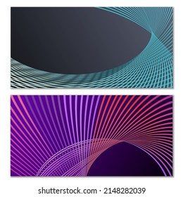 Wavy lines or ribbons. Multicolored striped gradient. Creative unusual background with abstract gradient wave lines for creating trendy banner, poster. Vector eps