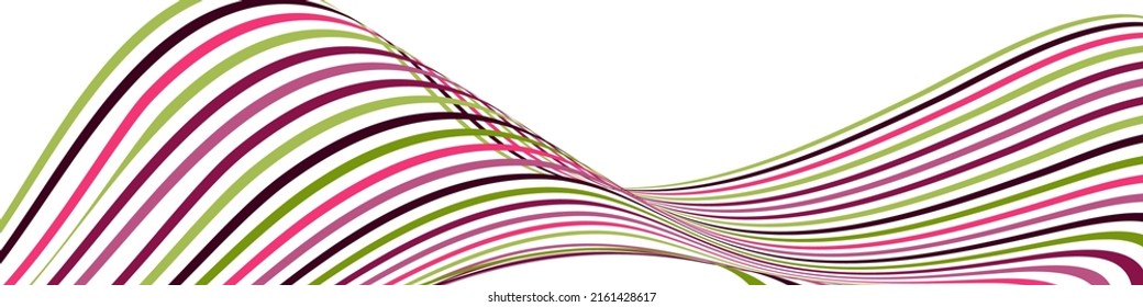 Líneas onduladas o cintas. Tira multicolor. Creativo fondo inusual con líneas de onda abstractas para crear banner de moda, afiche. Pasos vectoriales