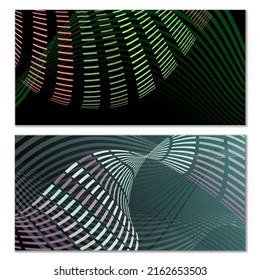 Wavy lines or ribbons. Multicolored striped gradient. Creative unusual background with abstract gradient wave lines for creating trendy banner, poster. Vector eps