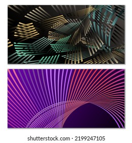 Líneas onduladas o cintas. Gradiente de rayas multicolor. Fondo creativo inusual con líneas de onda de gradiente abstracto para crear banner de moda, afiche. Pasos vectoriales