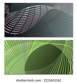 Wavy lines or ribbons. Multicolored striped gradient. Creative unusual background with abstract gradient wave lines for creating trendy banner, poster. Vector eps