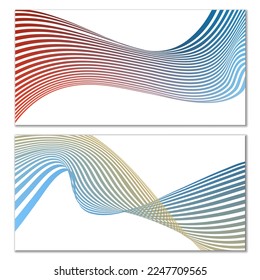 Líneas onduladas o cintas. Gradiente de rayas multicolor. Fondo creativo inusual con líneas de onda de gradiente abstracto para crear banner de moda, afiche. Pasos vectoriales