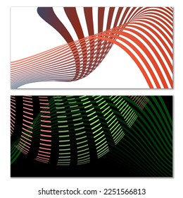 Wavy lines or ribbons. Multicolored striped gradient. Creative unusual background with abstract gradient wave lines for creating trendy banner, poster. Vector eps