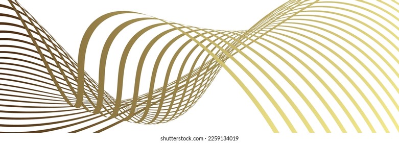 Wavy lines or ribbons. Multicolored striped gradient. Creative unusual background with abstract gradient wave lines for creating trendy banner, poster. Vector eps
