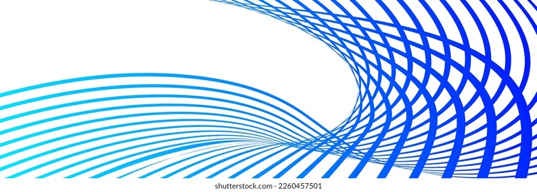 Wavy lines or ribbons. Multicolored striped gradient. Creative unusual background with abstract gradient wave lines for creating trendy banner, poster. Vector eps
