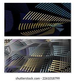 Wavy lines or ribbons. Multicolored striped gradient. Creative unusual background with abstract gradient wave lines for creating trendy banner, poster. Vector eps
