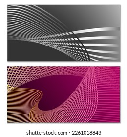 Wavy lines or ribbons. Multicolored striped gradient. Creative unusual background with abstract gradient wave lines for creating trendy banner, poster. Vector eps