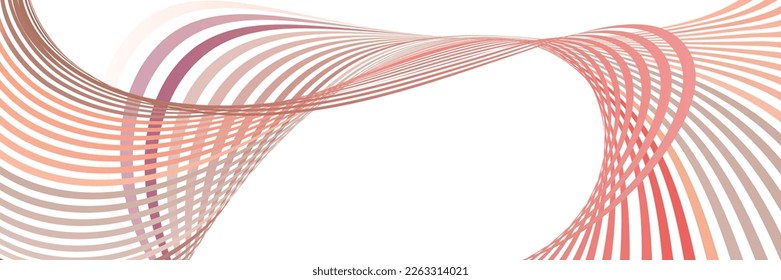 Wavy lines or ribbons. Multicolored striped gradient. Creative unusual background with abstract gradient wave lines for creating trendy banner, poster. Vector eps