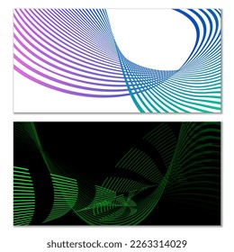 Wavy lines or ribbons. Multicolored striped gradient. Creative unusual background with abstract gradient wave lines for creating trendy banner, poster. Vector eps