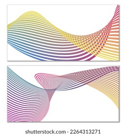 Wavy lines or ribbons. Multicolored striped gradient. Creative unusual background with abstract gradient wave lines for creating trendy banner, poster. Vector eps