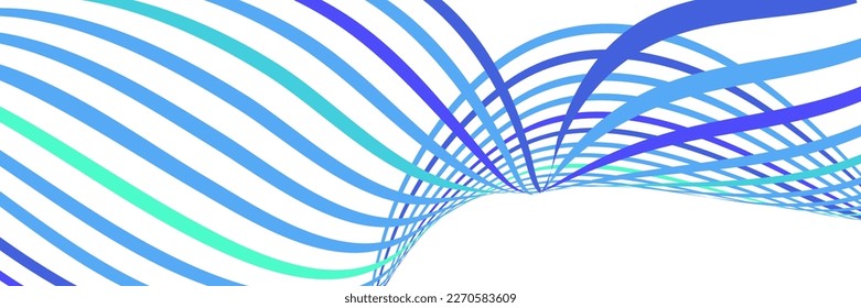 Wavy lines or ribbons. Multicolored striped gradient. Creative unusual background with abstract gradient wave lines for creating trendy banner, poster. Vector eps