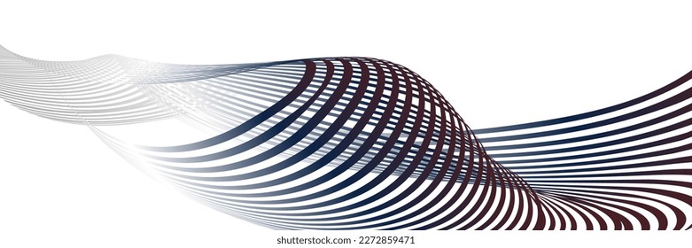 Wavy lines or ribbons. Multicolored striped gradient. Creative unusual background with abstract gradient wave lines for creating trendy banner, poster. Vector eps