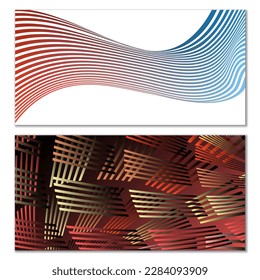 Wavy lines or ribbons. Multicolored striped gradient. Creative unusual background with abstract gradient wave lines for creating trendy banner, poster. Vector eps