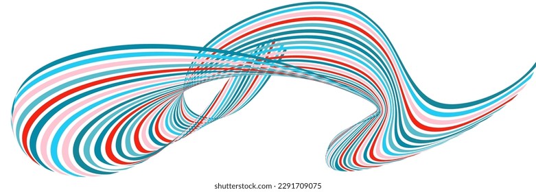 Wavy lines or ribbons. Multicolored striped gradient. Creative unusual background with abstract gradient wave lines for creating trendy banner, poster. Vector eps