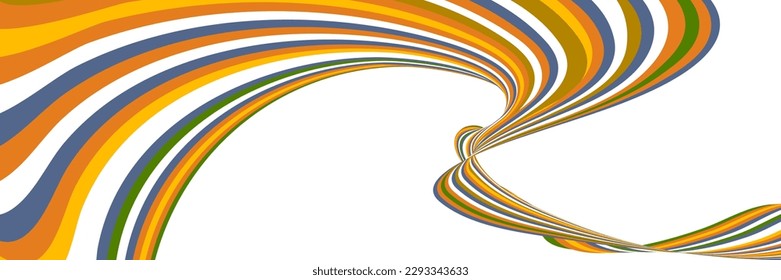 Wavy lines or ribbons. Multicolored striped gradient. Creative unusual background with abstract gradient wave lines for creating trendy banner, poster. Vector eps