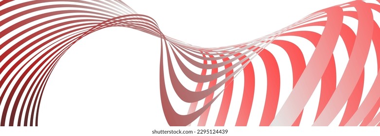 Wavy lines or ribbons. Multicolored striped gradient. Creative unusual background with abstract gradient wave lines for creating trendy banner, poster. Vector eps