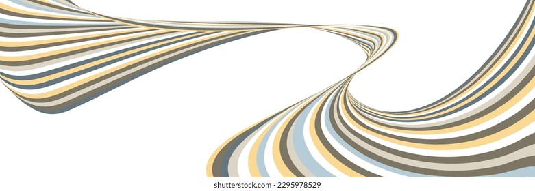Líneas onduladas o cintas. Gradiente de rayas multicolor. Fondo creativo inusual con líneas de onda de gradiente abstracto para crear banner de moda, afiche. Pasos vectoriales