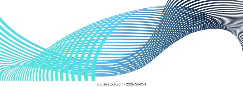Wavy lines or ribbons. Multicolored striped gradient. Creative unusual background with abstract gradient wave lines for creating trendy banner, poster. Vector eps