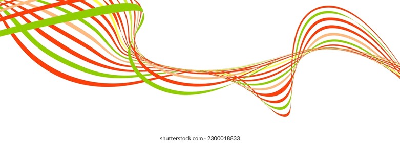 Wavy lines or ribbons. Multicolored striped gradient. Creative unusual background with abstract gradient wave lines for creating trendy banner, poster. Vector eps