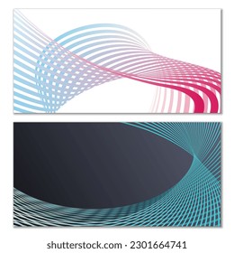 Wavy lines or ribbons. Multicolored striped gradient. Creative unusual background with abstract gradient wave lines for creating trendy banner, poster. Vector eps