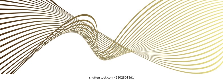 Wavy lines or ribbons. Multicolored striped gradient. Creative unusual background with abstract gradient wave lines for creating trendy banner, poster. Vector eps
