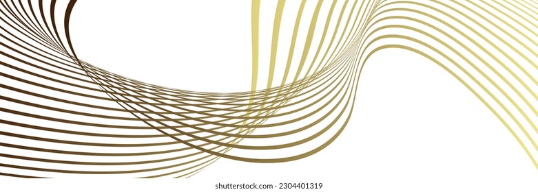 Flüchtige Linien oder Bänder. mehrfarbiger gestreifter Farbverlauf. Kreativer ungewöhnlicher Hintergrund mit abstrakten Farbverlauf-Wellenlinien zum Erstellen von trendigem Banner, Poster. Vektorpfäge