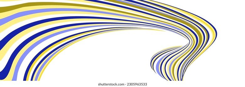 Wavy lines or ribbons. Multicolored striped gradient. Creative unusual background with abstract gradient wave lines for creating trendy banner, poster. Vector eps
