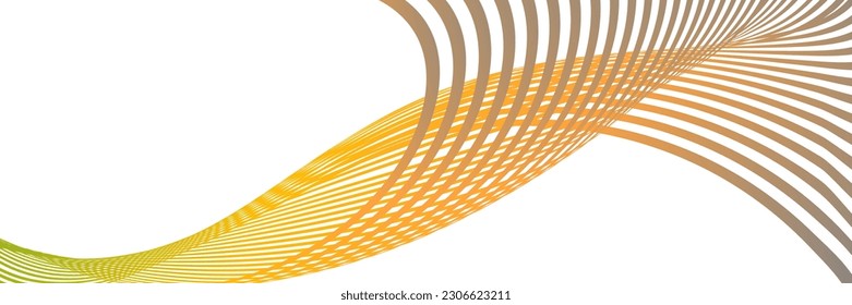 Líneas onduladas o cintas. Gradiente de rayas multicolor. Fondo creativo inusual con líneas de onda de gradiente abstracto para crear banner de moda, afiche. Pasos vectoriales