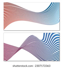 Wavy lines or ribbons. Multicolored striped gradient. Creative unusual background with abstract gradient wave lines for creating trendy banner, poster. Vector eps