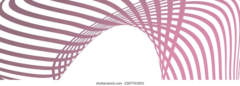 Wavy lines or ribbons. Multicolored striped gradient. Creative unusual background with abstract gradient wave lines for creating trendy banner, poster. Vector eps